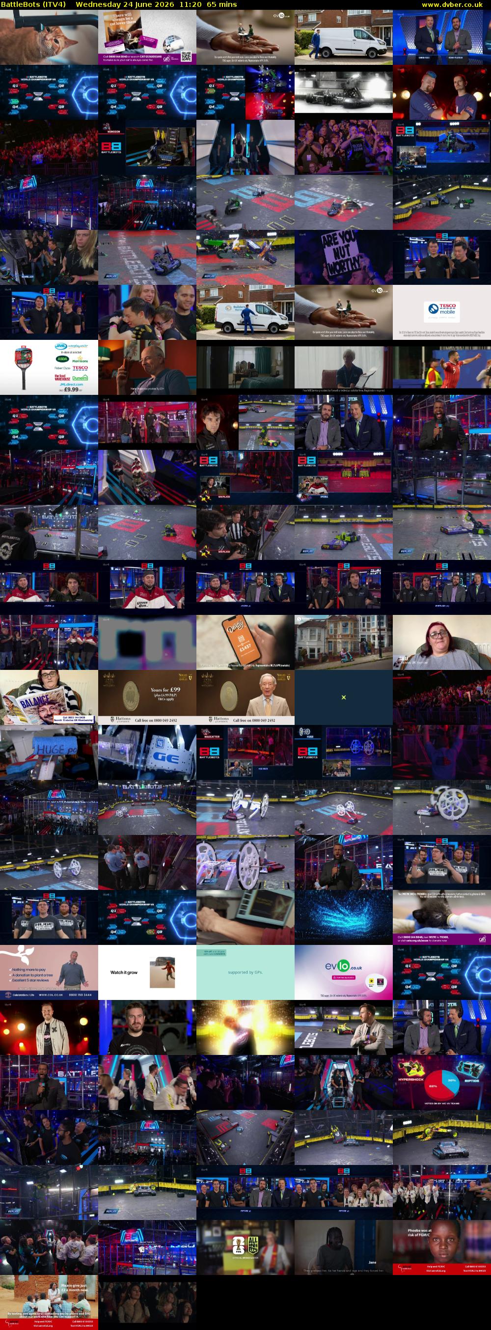 Battlebots (ITV4) Wednesday 24 June 2026 11:20 - 12:25