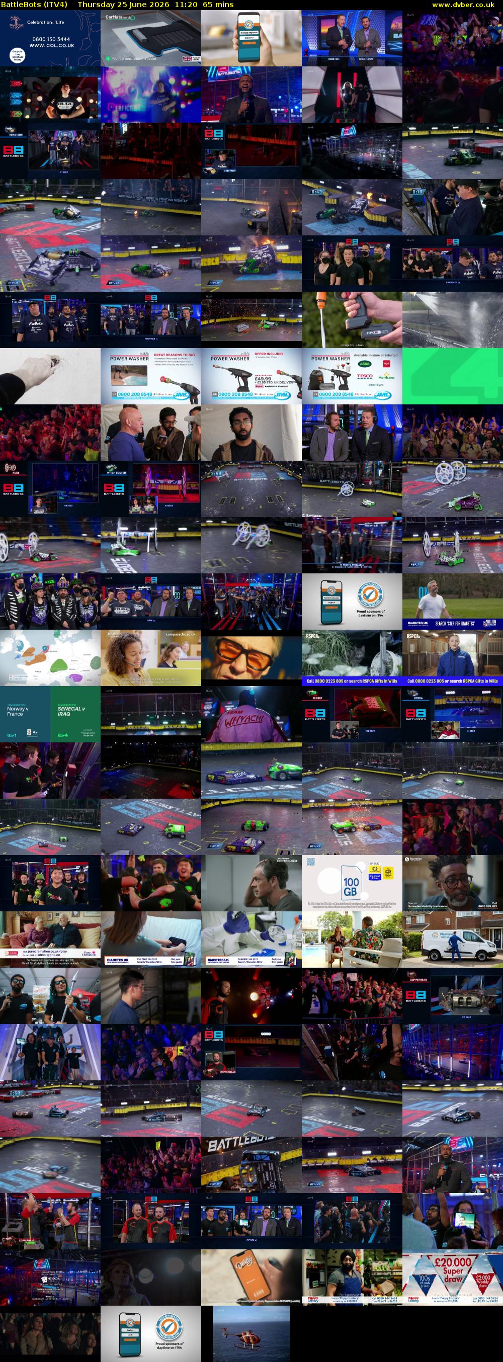 Battlebots (ITV4) Thursday 25 June 2026 11:20 - 12:25