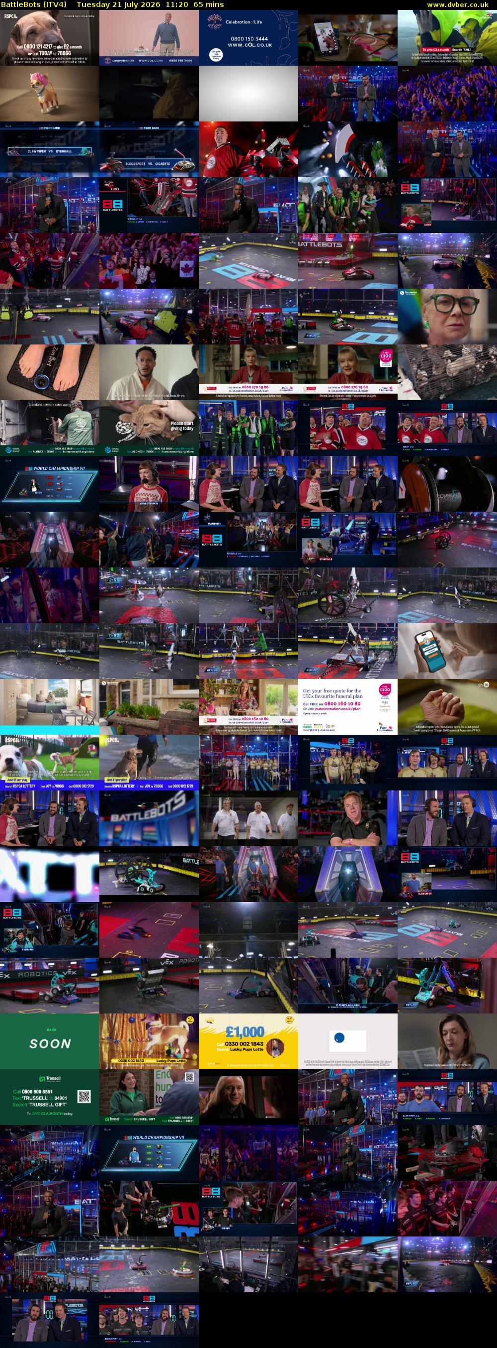 Battlebots (ITV4) Tuesday 21 July 2026 11:20 - 12:25