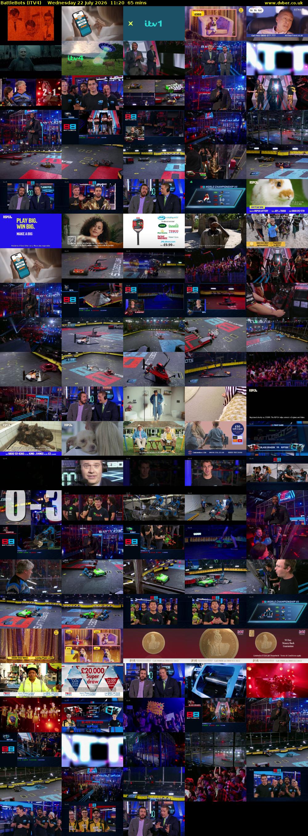 Battlebots (ITV4) Wednesday 22 July 2026 11:20 - 12:25