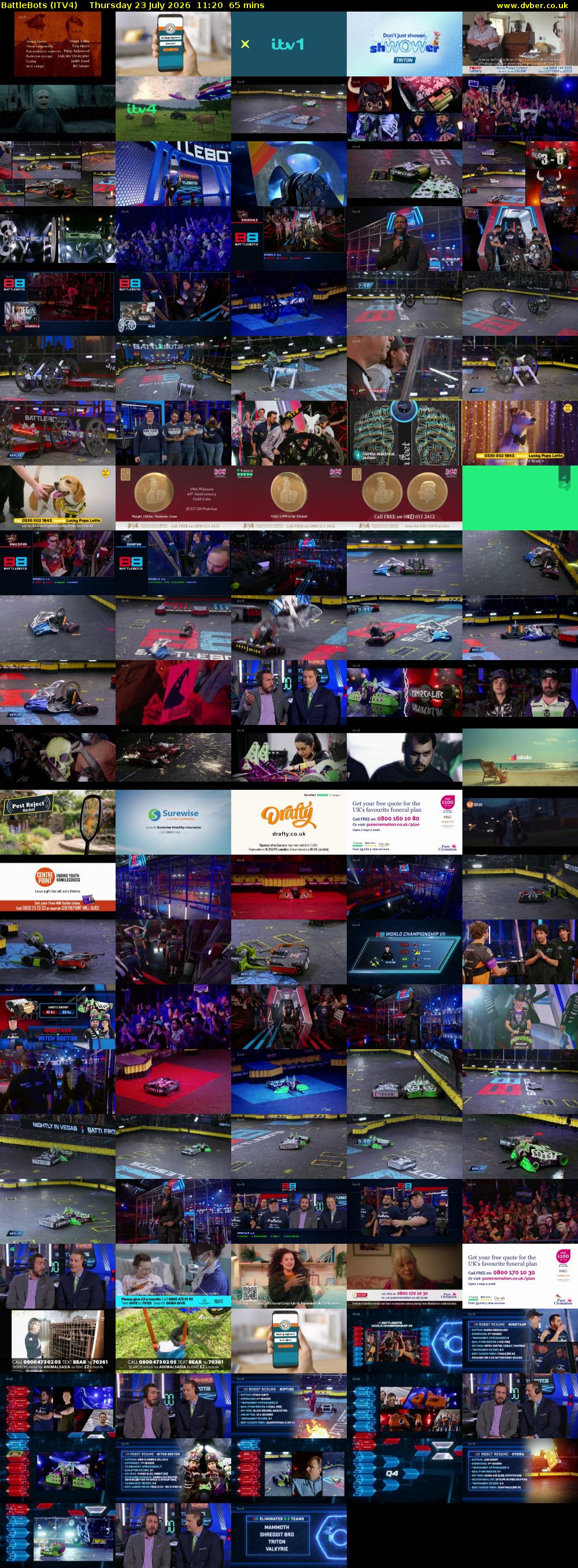 Battlebots (ITV4) Thursday 23 July 2026 11:20 - 12:25