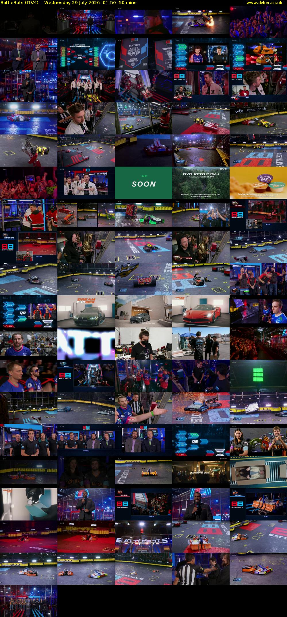 Battlebots (ITV4) Wednesday 29 July 2026 01:50 - 02:40
