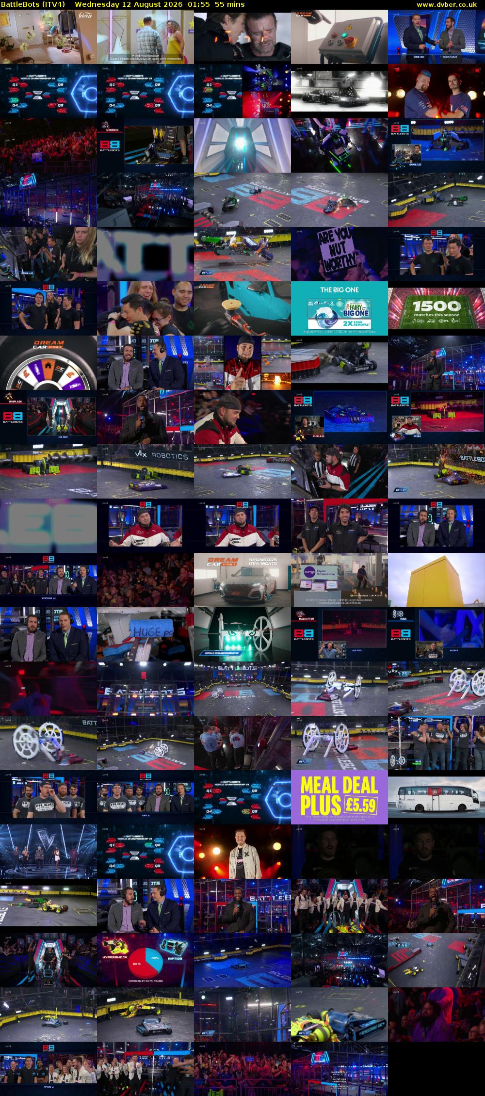 Battlebots (ITV4) Wednesday 12 August 2026 01:55 - 02:50