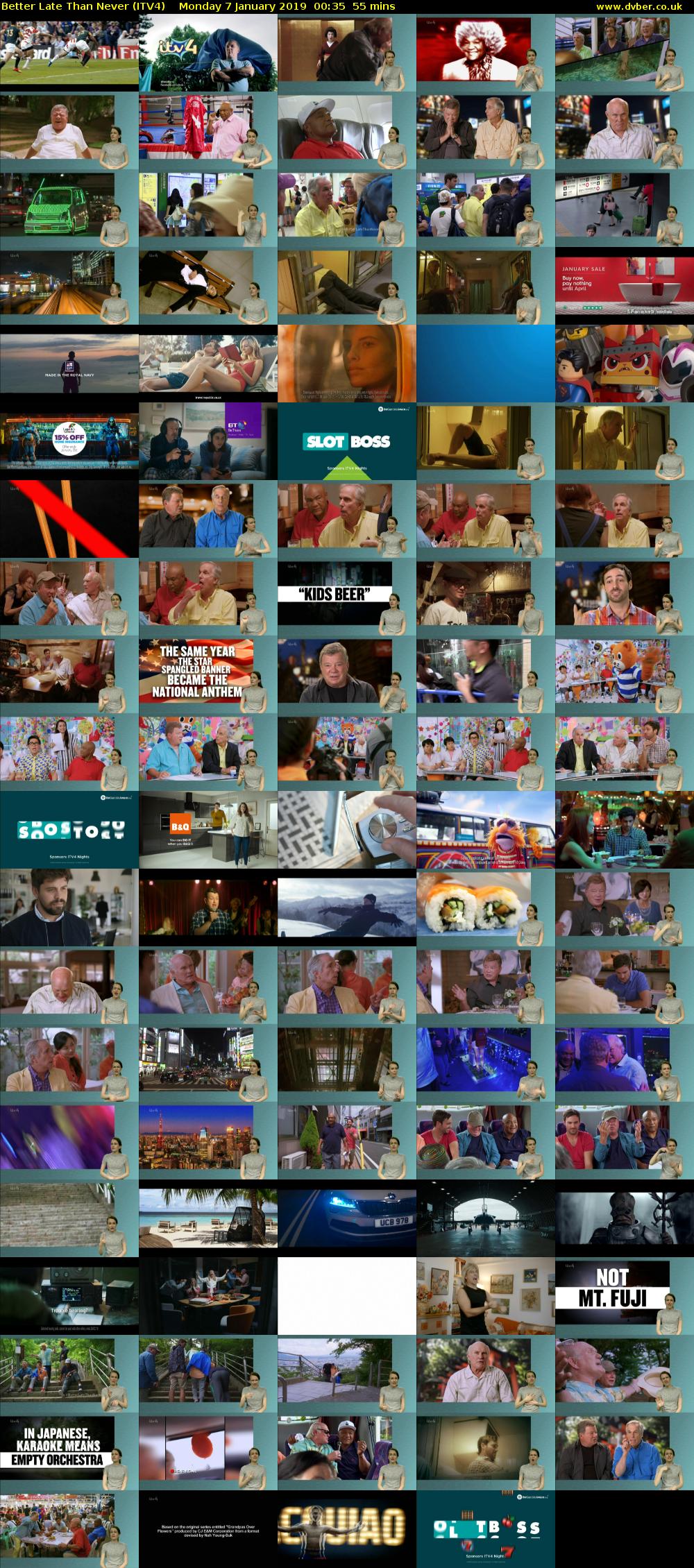 Better Late Than Never (ITV4) Monday 7 January 2019 00:35 - 01:30