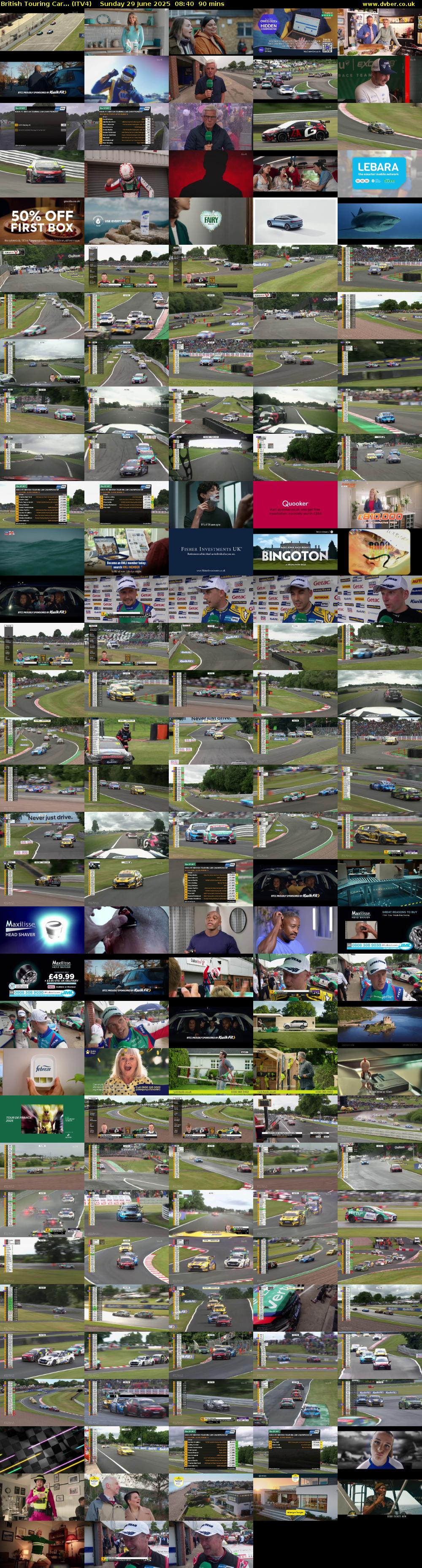 British Touring Car... (ITV4) Sunday 29 June 2025 08:40 - 10:10