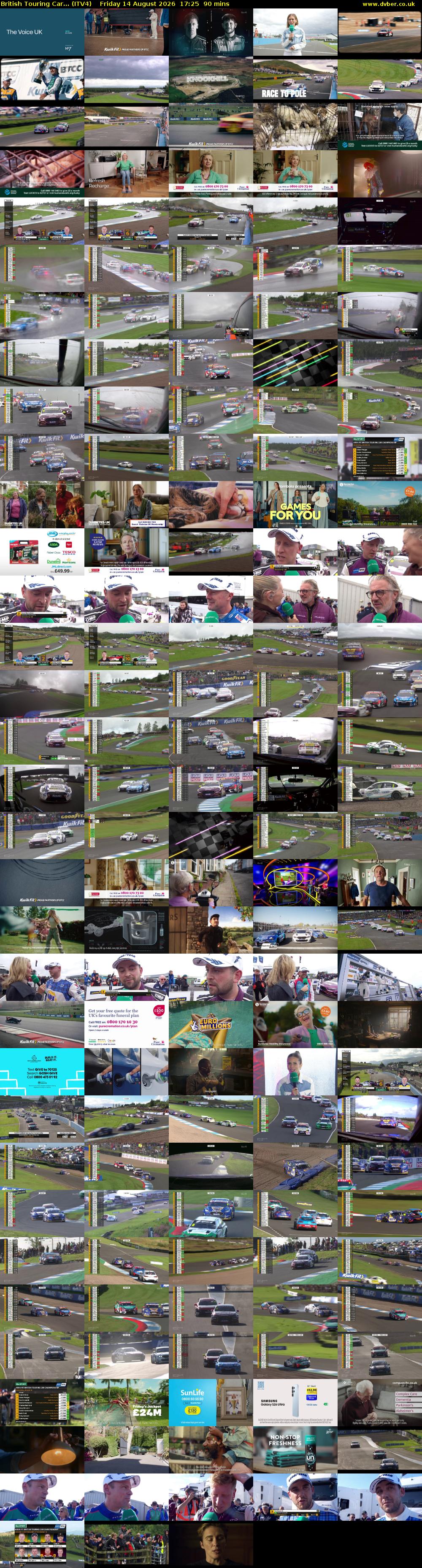 British Touring Car... (ITV4) Friday 14 August 2026 17:25 - 18:55