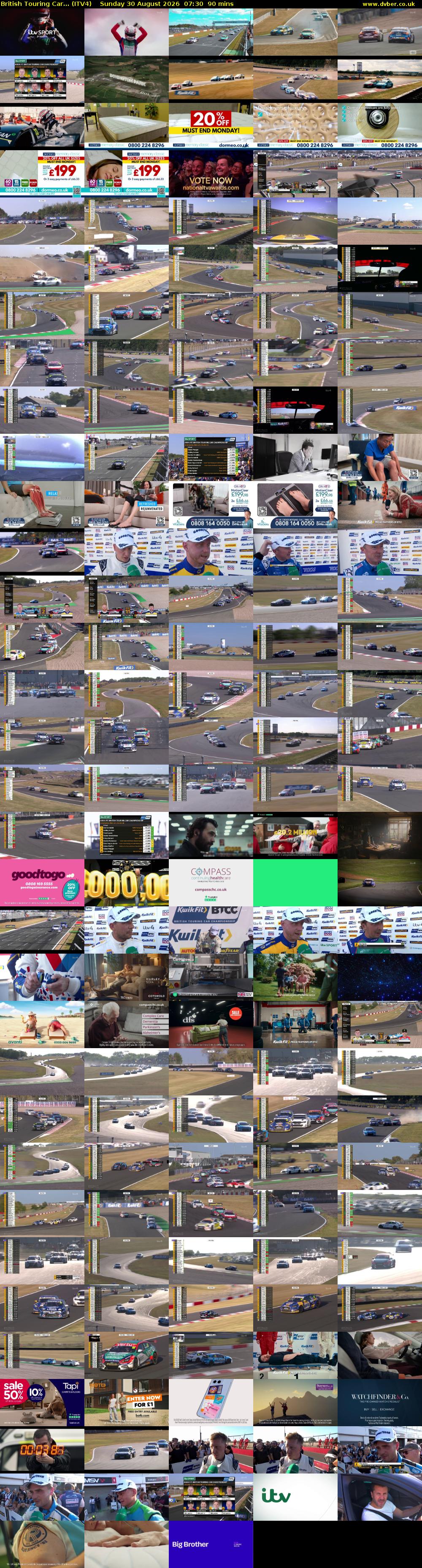 British Touring Car... (ITV4) Sunday 30 August 2026 07:30 - 09:00