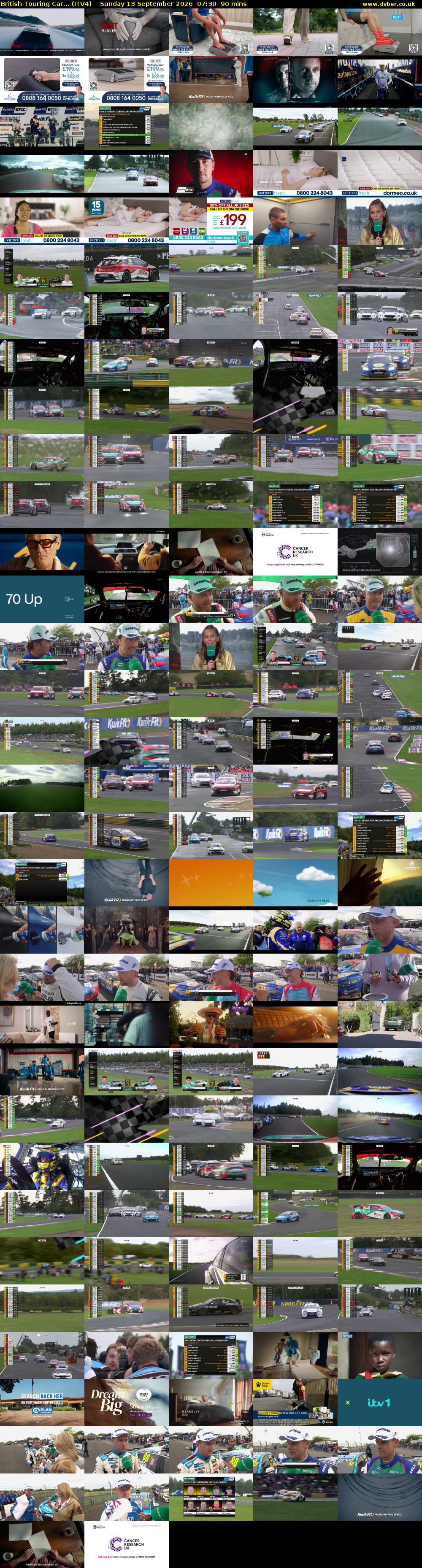 British Touring Car... (ITV4) Sunday 13 September 2026 07:30 - 09:00