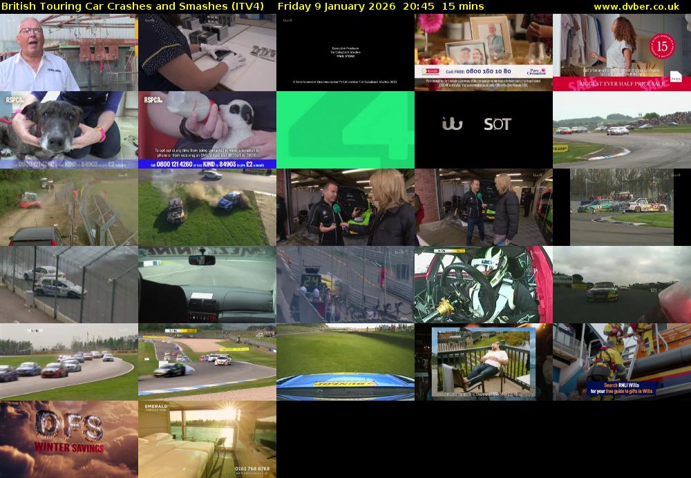 British Touring Car Crashes and Smashes (ITV4) Friday 9 January 2026 20:45 - 21:00
