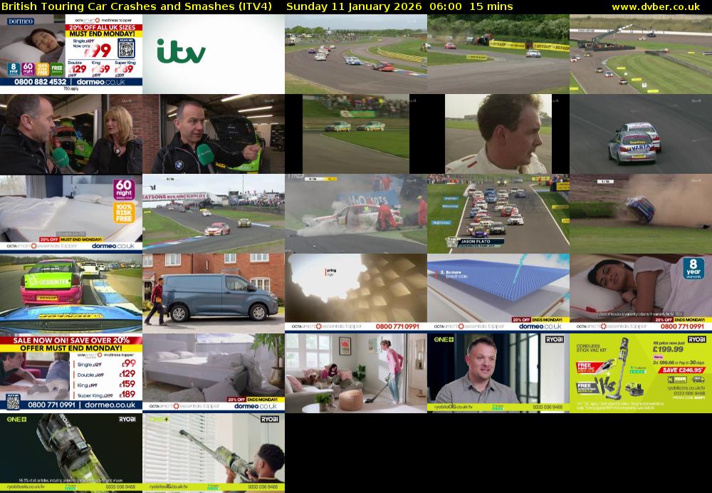 British Touring Car Crashes and Smashes (ITV4) Sunday 11 January 2026 06:00 - 06:15