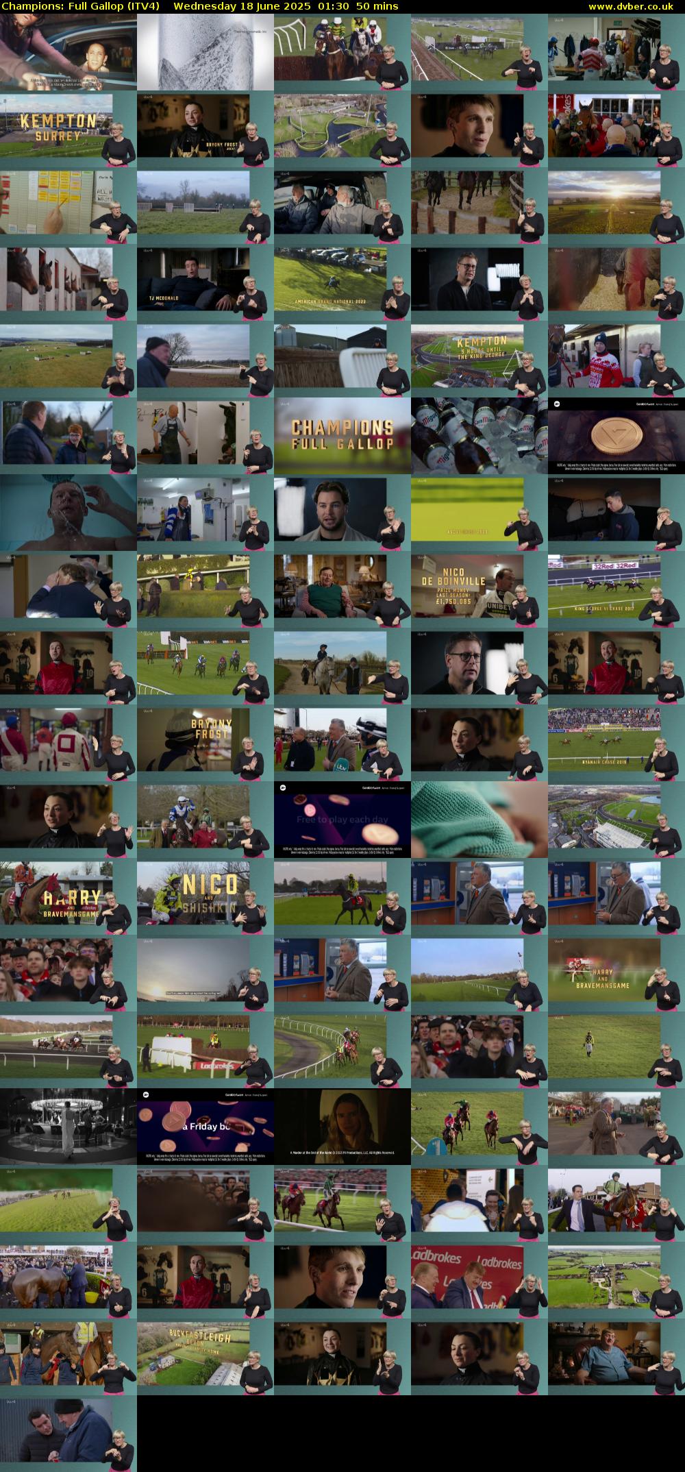 Champions: Full Gallop (ITV4) Wednesday 18 June 2025 01:30 - 02:20
