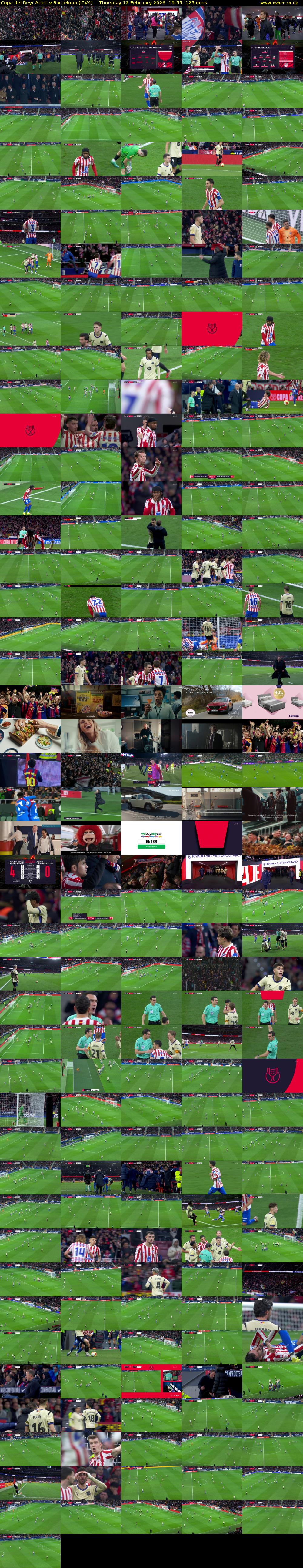 Copa del Rey: Atleti v Barcelona (ITV4) Thursday 12 February 2026 19:55 - 22:00