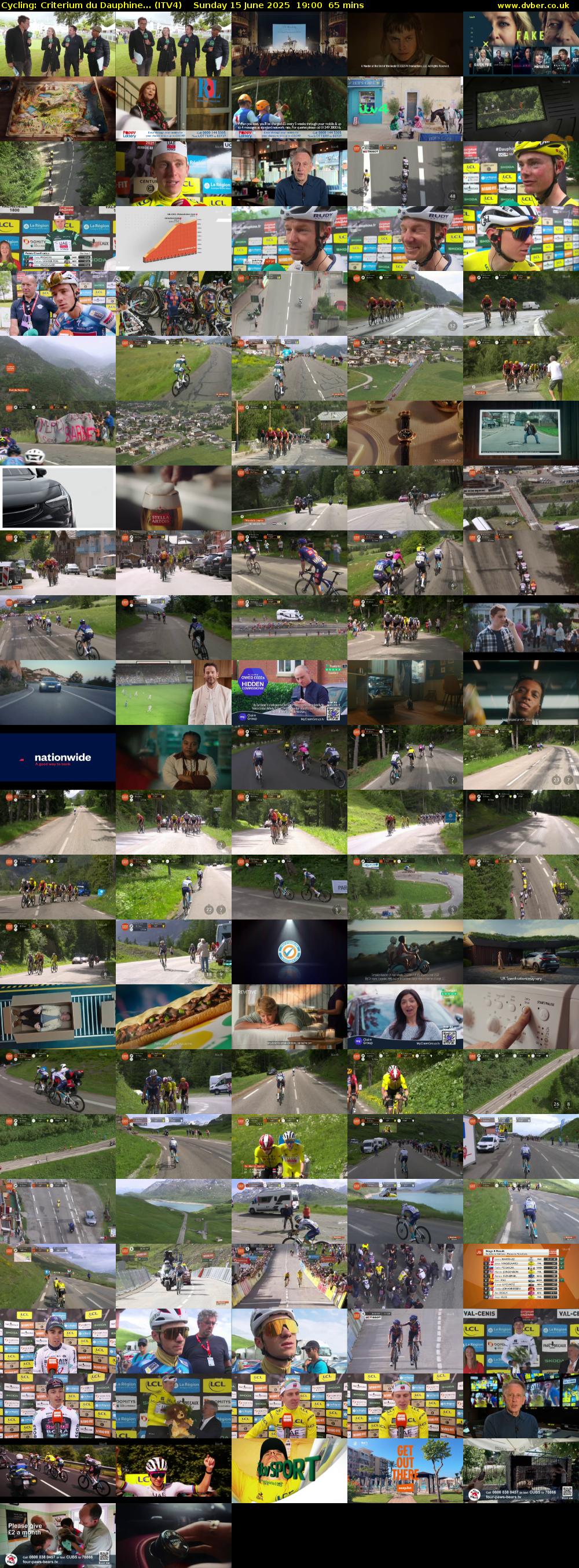Cycling: Criterium Du Dauphine... (ITV4) Sunday 15 June 2025 19:00 - 20:05