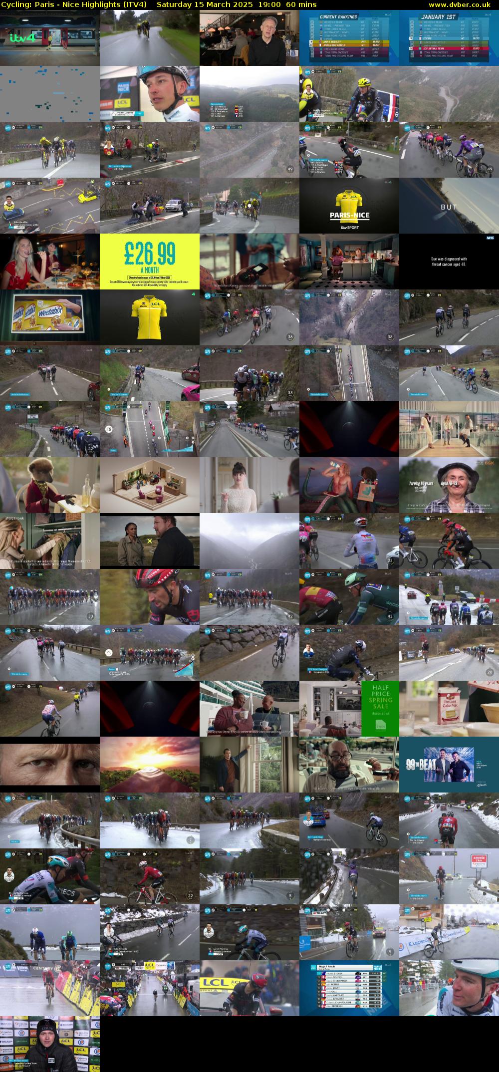 Cycling: Paris - Nice Highlights (ITV4) Saturday 15 March 2025 19:00 - 20:00