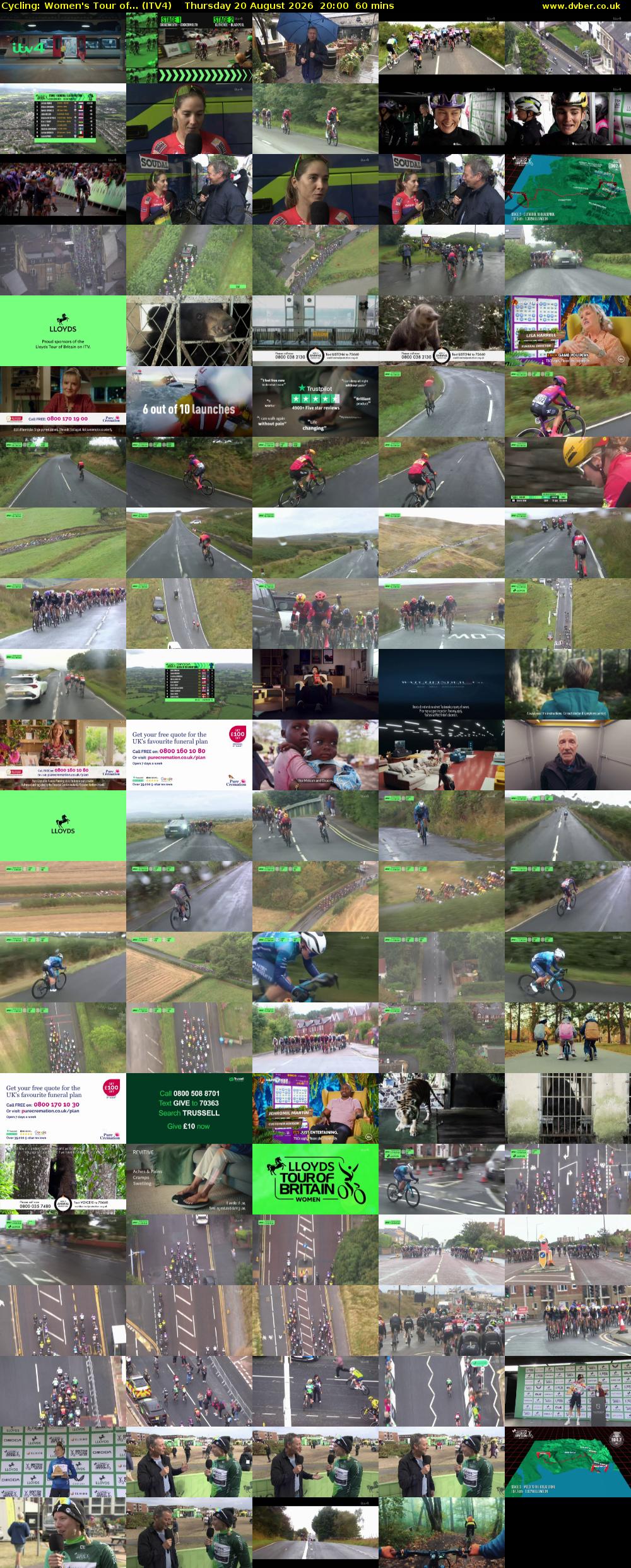Cycling: Women's Tour of... (ITV4) Thursday 20 August 2026 20:00 - 21:00