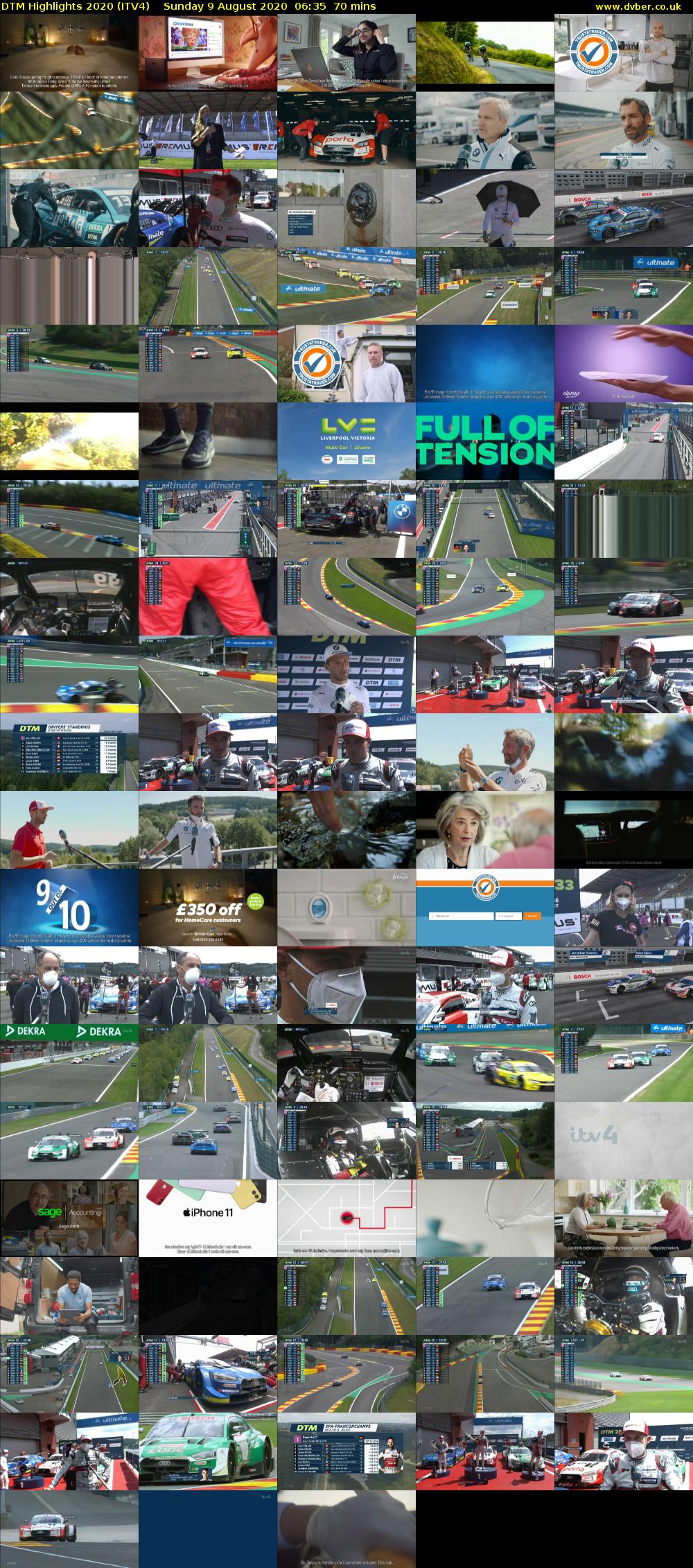 DTM Highlights 2020 (ITV4) Sunday 9 August 2020 06:35 - 07:45