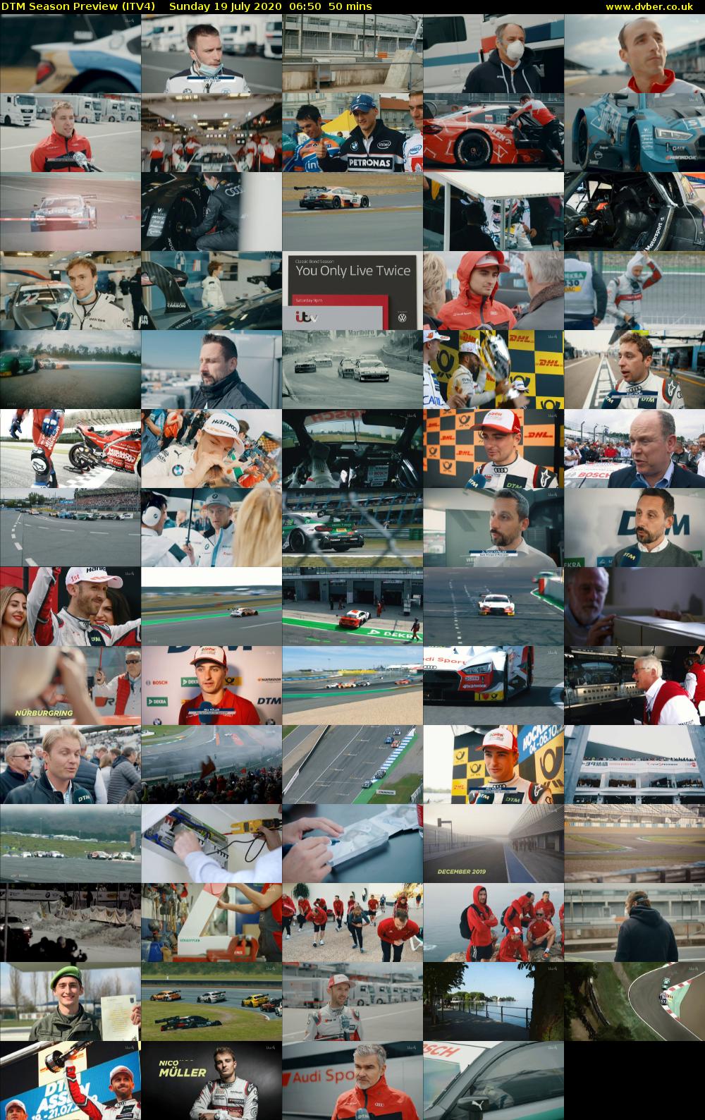 DTM Season Preview (ITV4) Sunday 19 July 2020 06:50 - 07:40