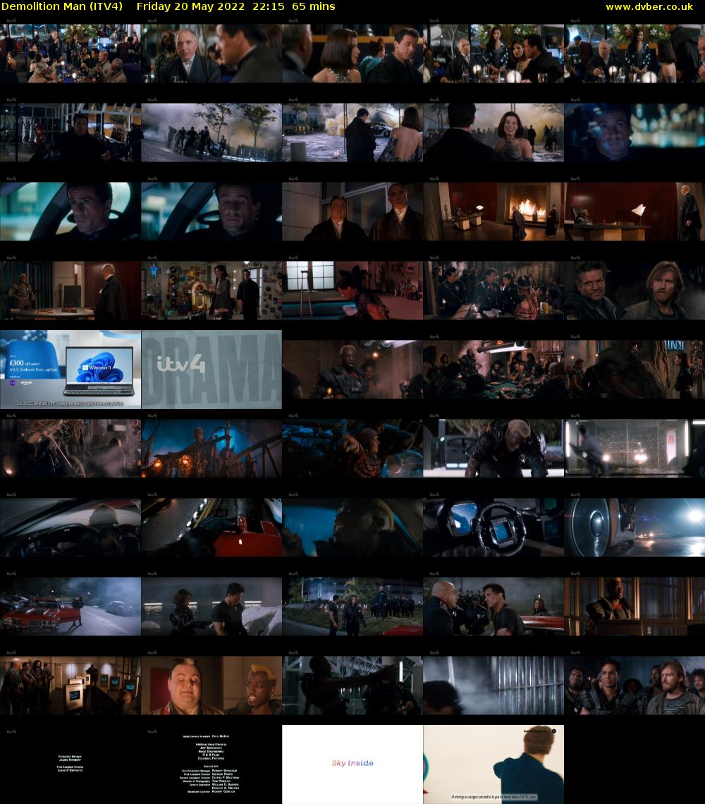 Demolition Man (ITV4) Friday 20 May 2022 22:15 - 23:20