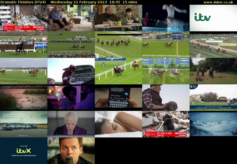 Dramatic Finishes (ITV4) Wednesday 22 February 2023 18:45 - 19:00