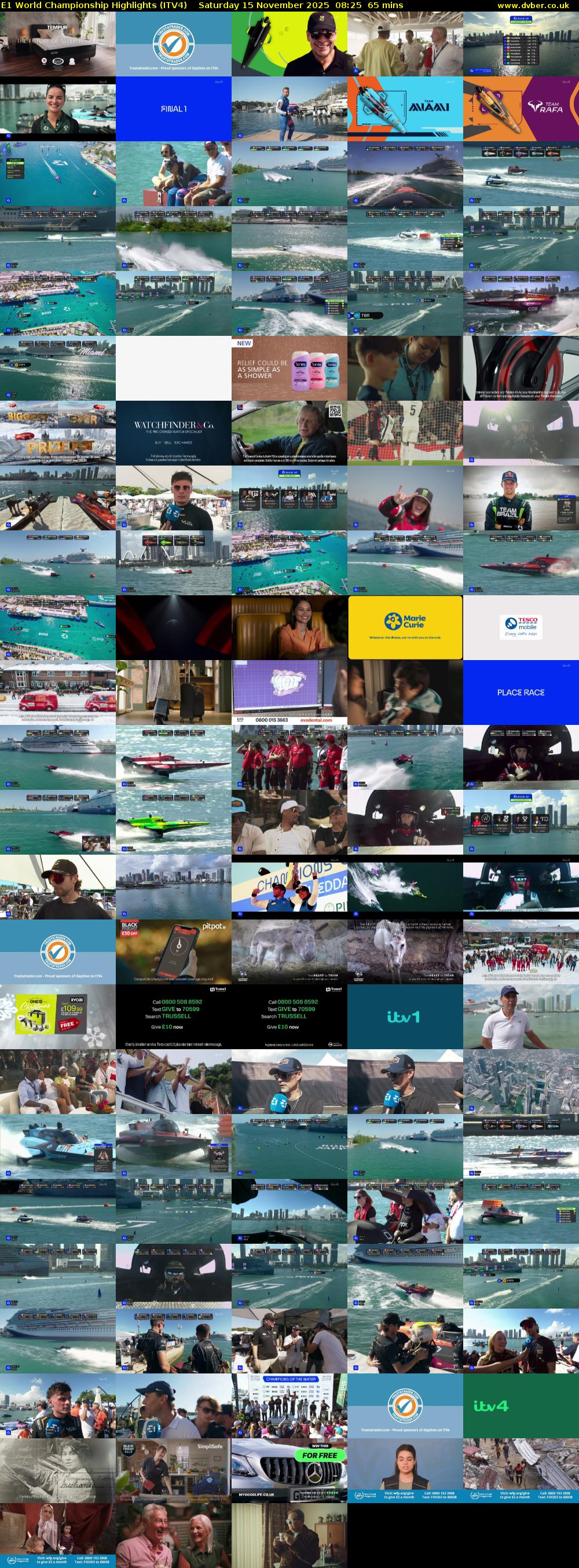 E1 World Championship Highlights (ITV4) Saturday 15 November 2025 08:25 - 09:30