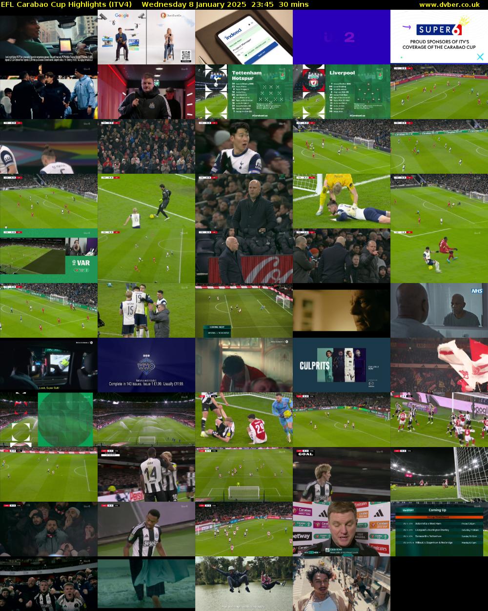 EFL Carabao Cup Highlights (ITV4) Wednesday 8 January 2025 23:45 - 00:15