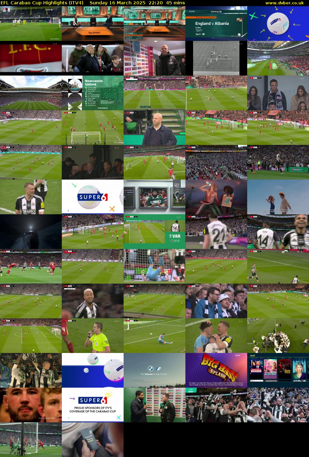 EFL Carabao Cup Highlights (ITV4) Sunday 16 March 2025 22:20 - 23:05