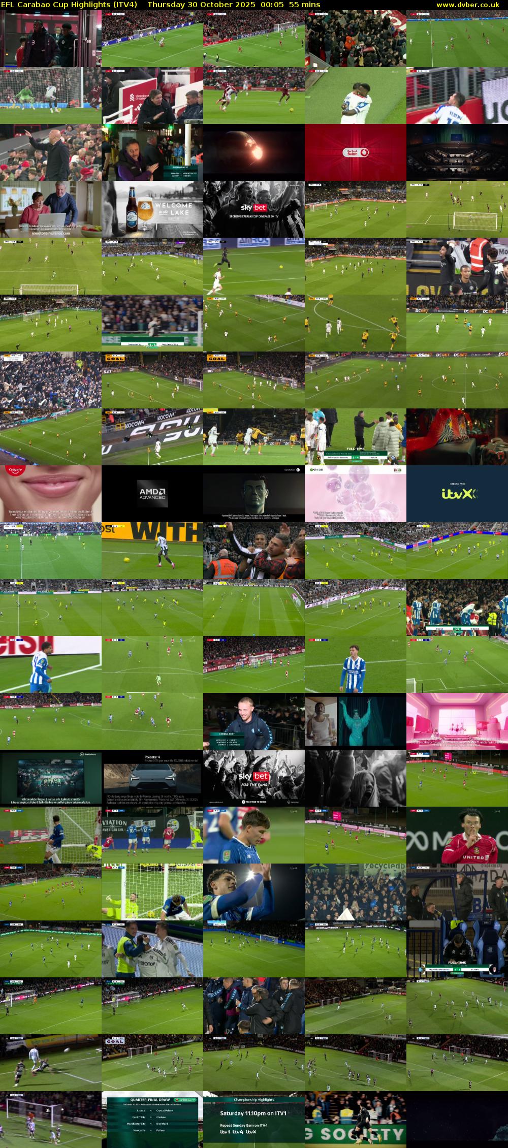 EFL Carabao Cup Highlights (ITV4) Thursday 30 October 2025 00:05 - 01:00
