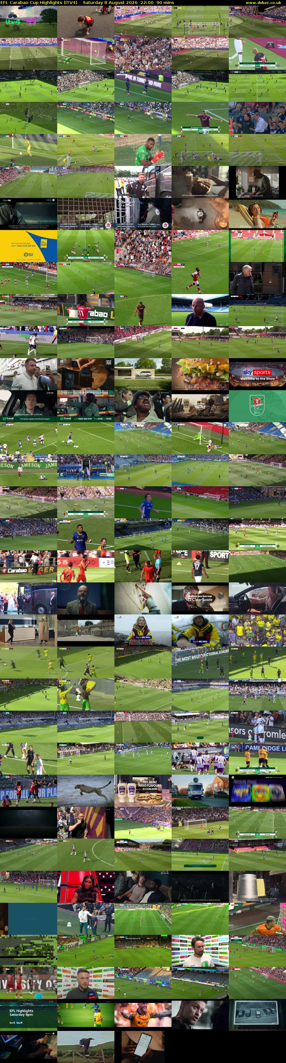 EFL Carabao Cup Highlights (ITV4) Saturday 8 August 2026 22:00 - 23:30