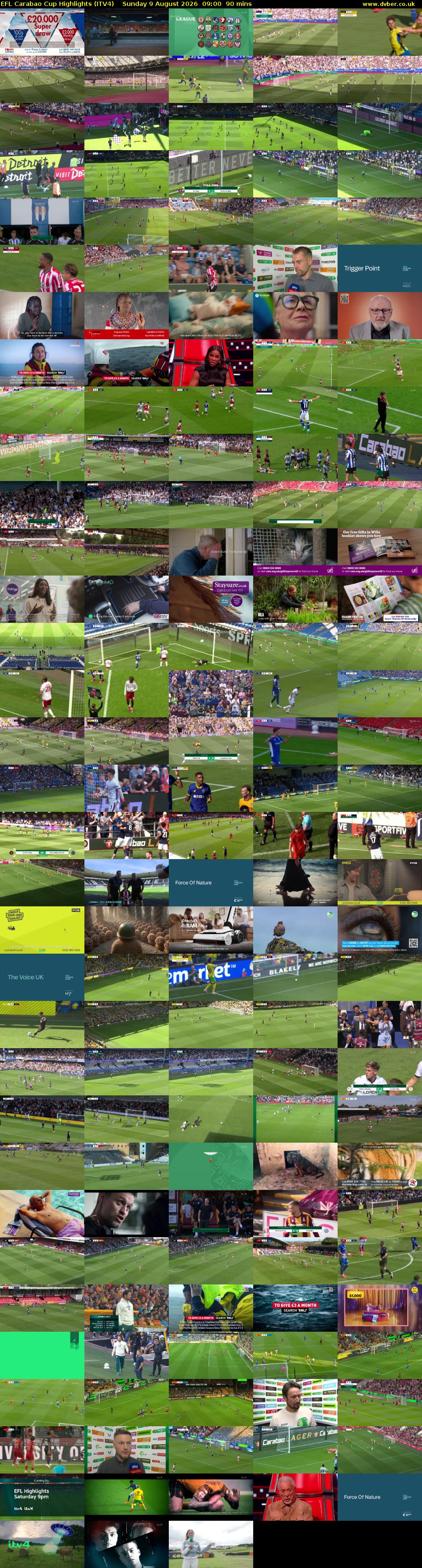 EFL Carabao Cup Highlights (ITV4) Sunday 9 August 2026 09:00 - 10:30