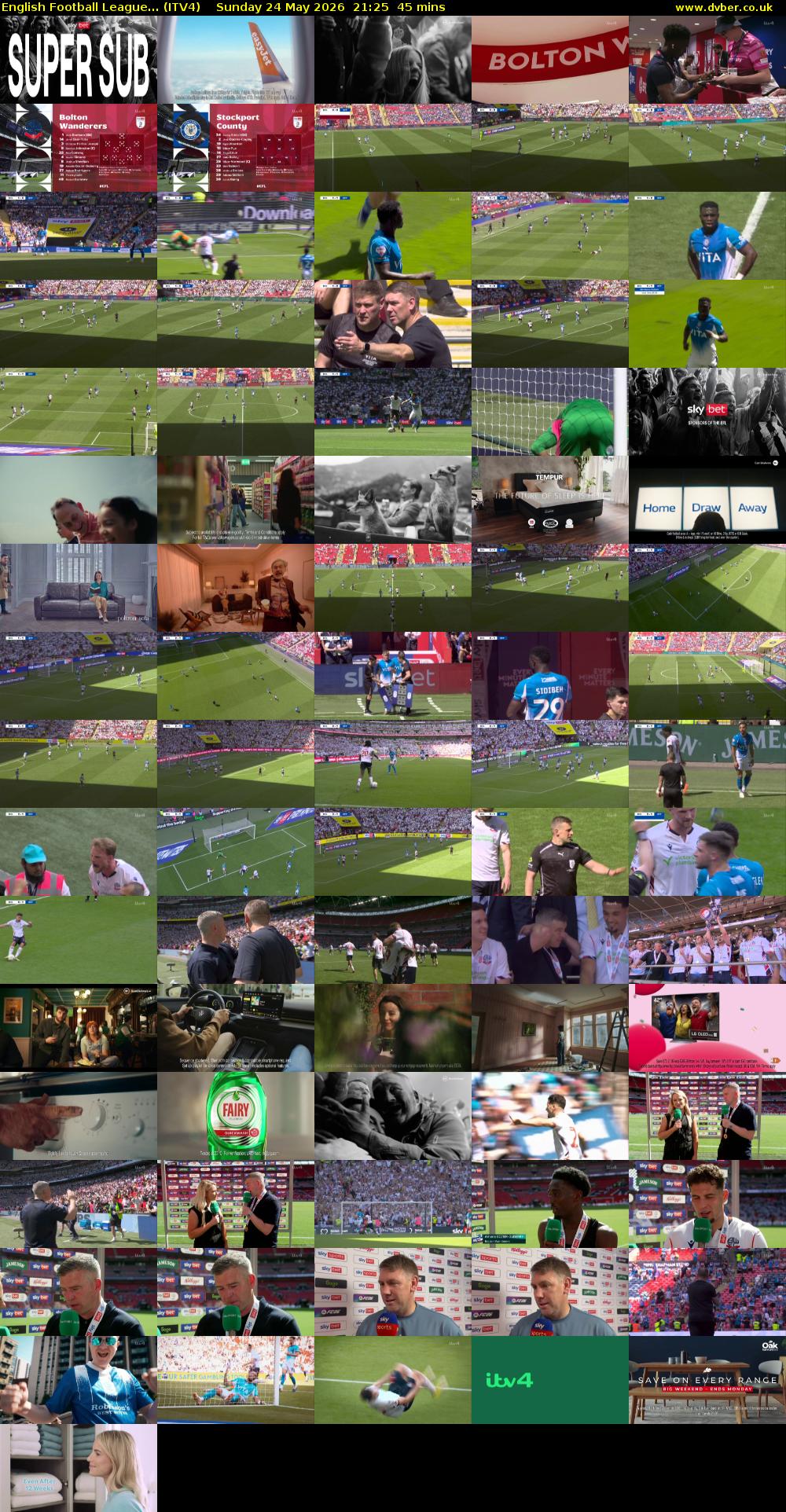 English Football League... (ITV4) Sunday 24 May 2026 21:25 - 22:10