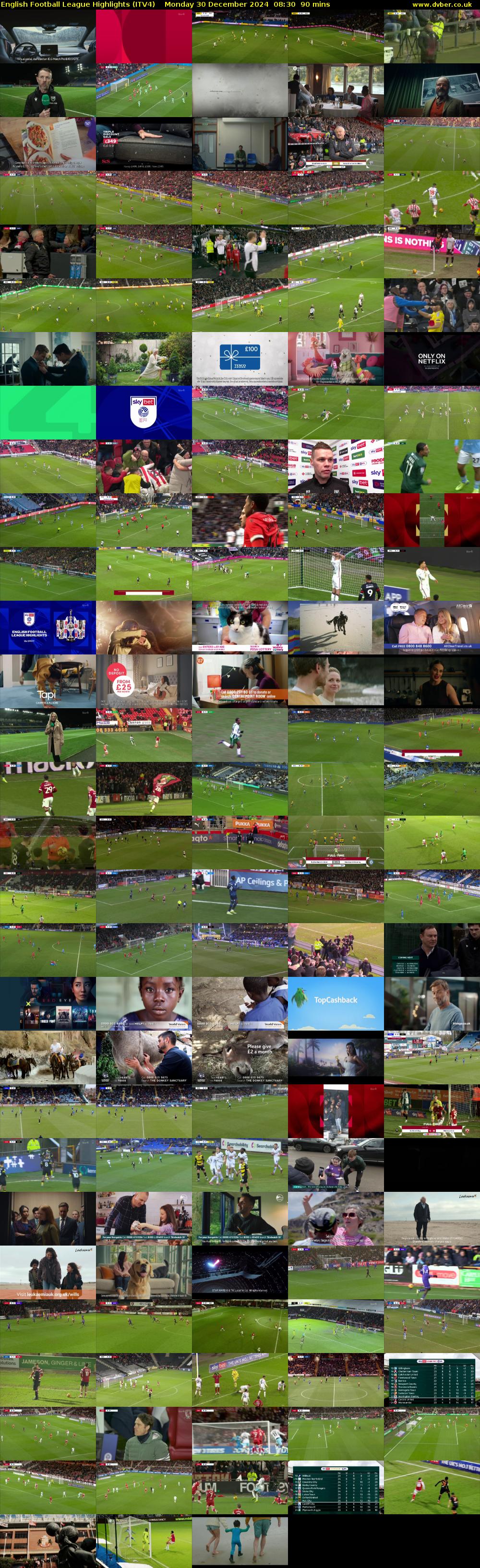English Football League Highlights (ITV4) Monday 30 December 2024 08:30 - 10:00