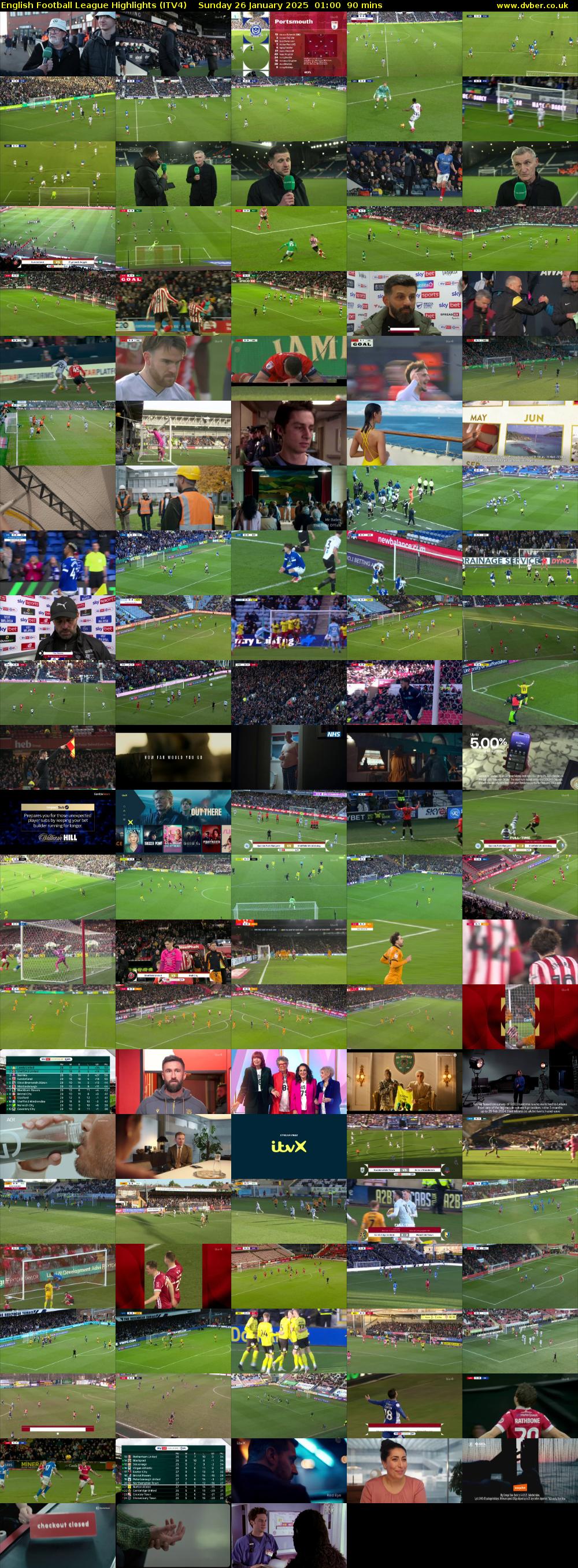 English Football League Highlights (ITV4) Sunday 26 January 2025 01:00 - 02:30