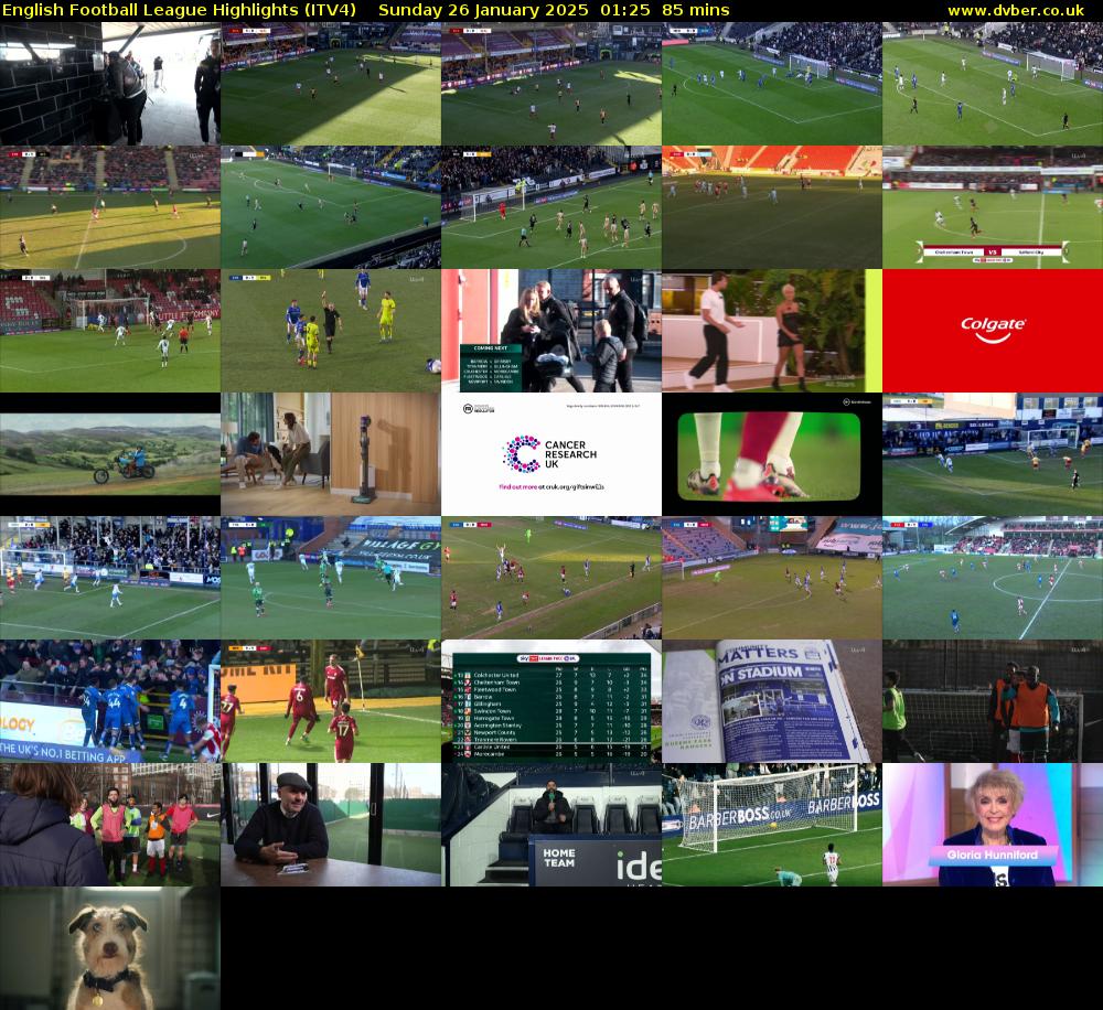 English Football League Highlights (ITV4) Sunday 26 January 2025 01:25 - 02:50