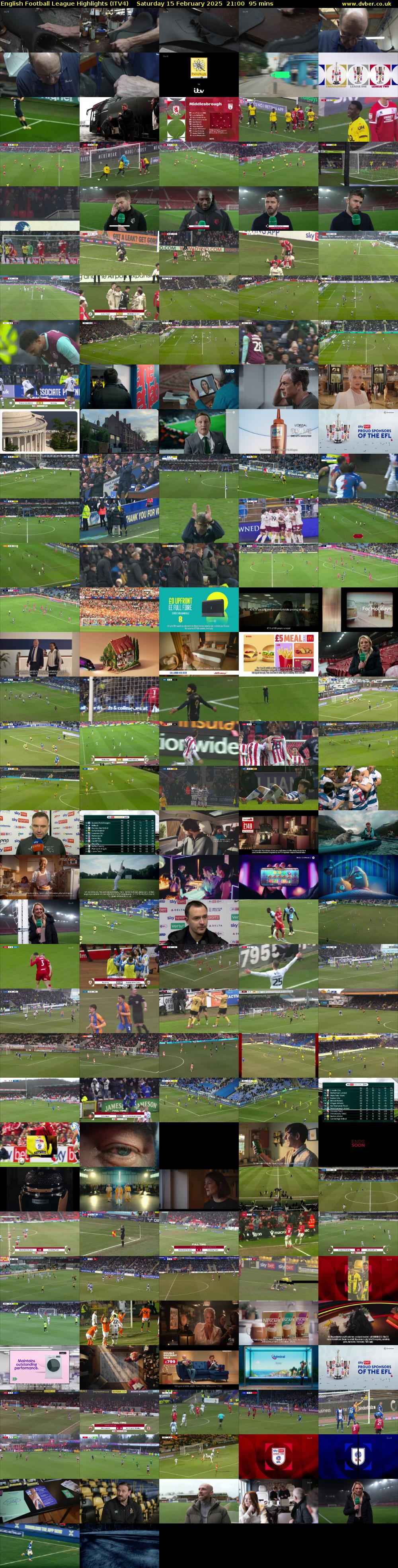 English Football League Highlights (ITV4) Saturday 15 February 2025 21:00 - 22:35
