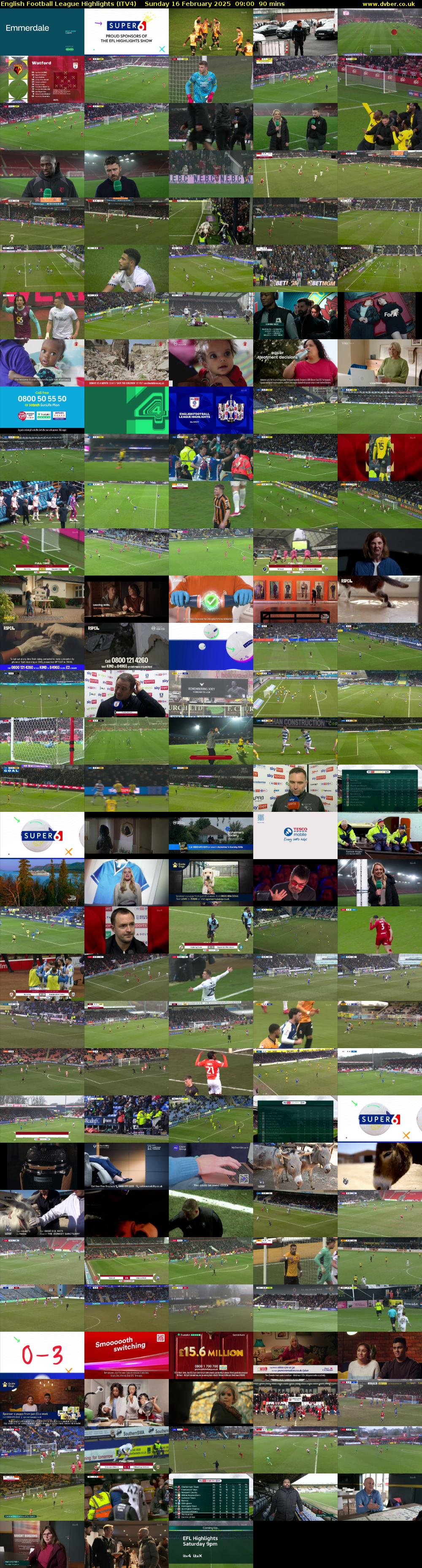 English Football League Highlights (ITV4) Sunday 16 February 2025 09:00 - 10:30