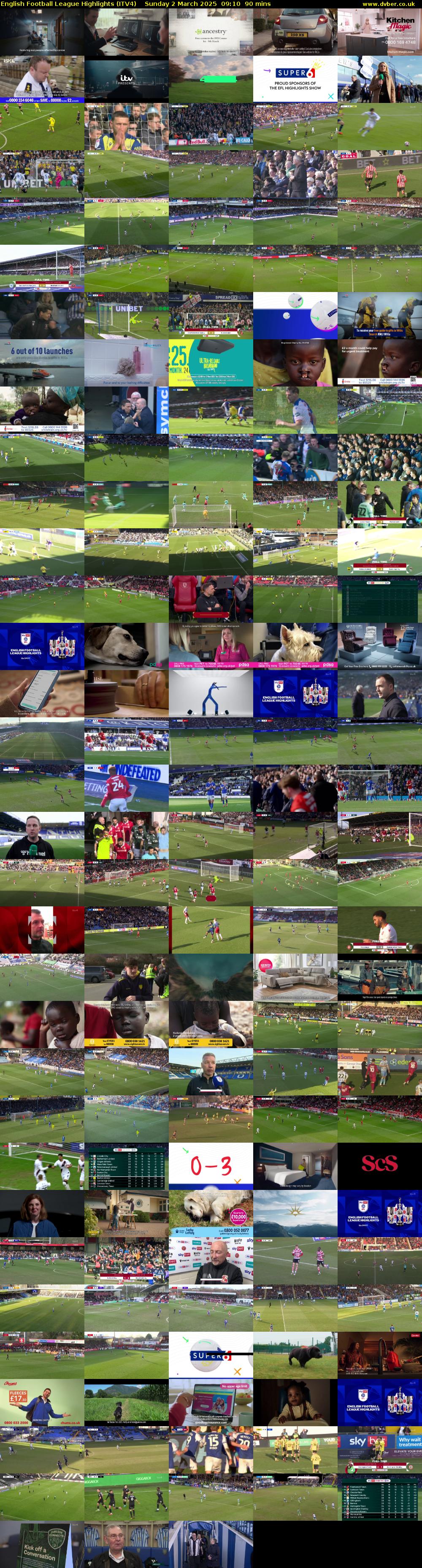 English Football League Highlights (ITV4) Sunday 2 March 2025 09:10 - 10:40