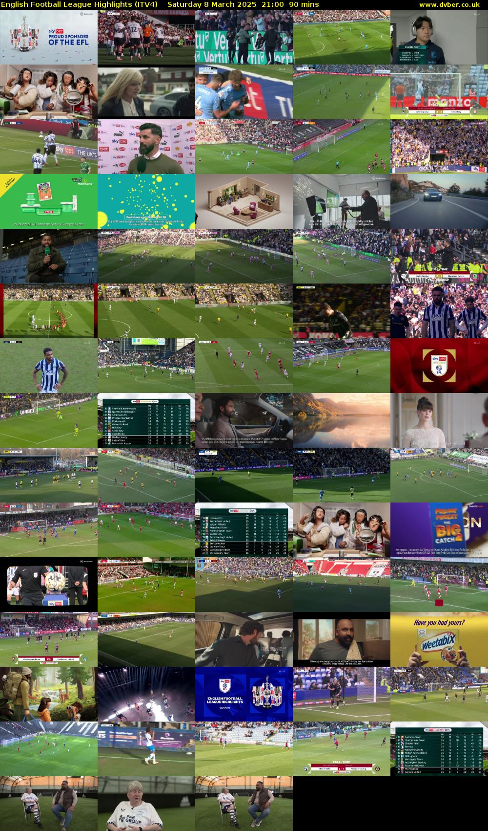 English Football League Highlights (ITV4) Saturday 8 March 2025 21:00 - 22:30