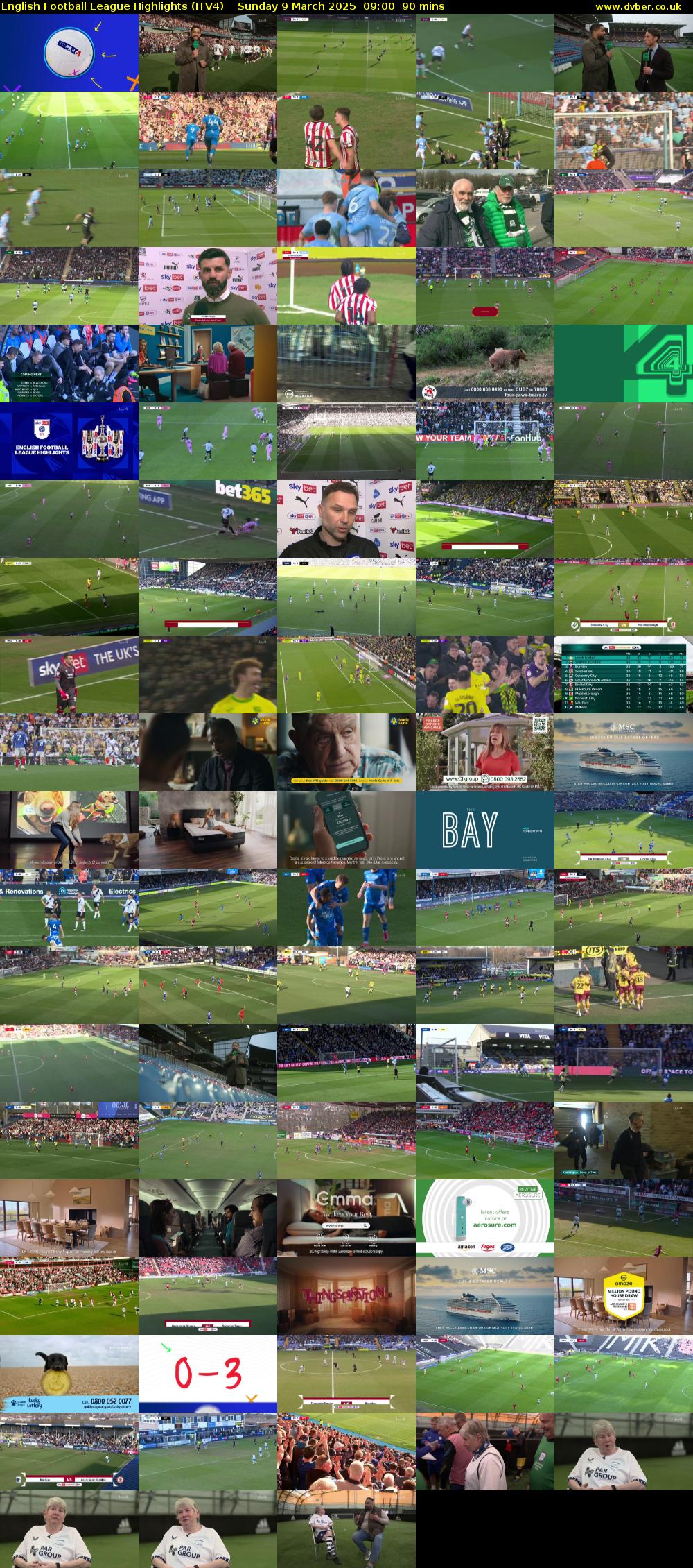 English Football League Highlights (ITV4) Sunday 9 March 2025 09:00 - 10:30