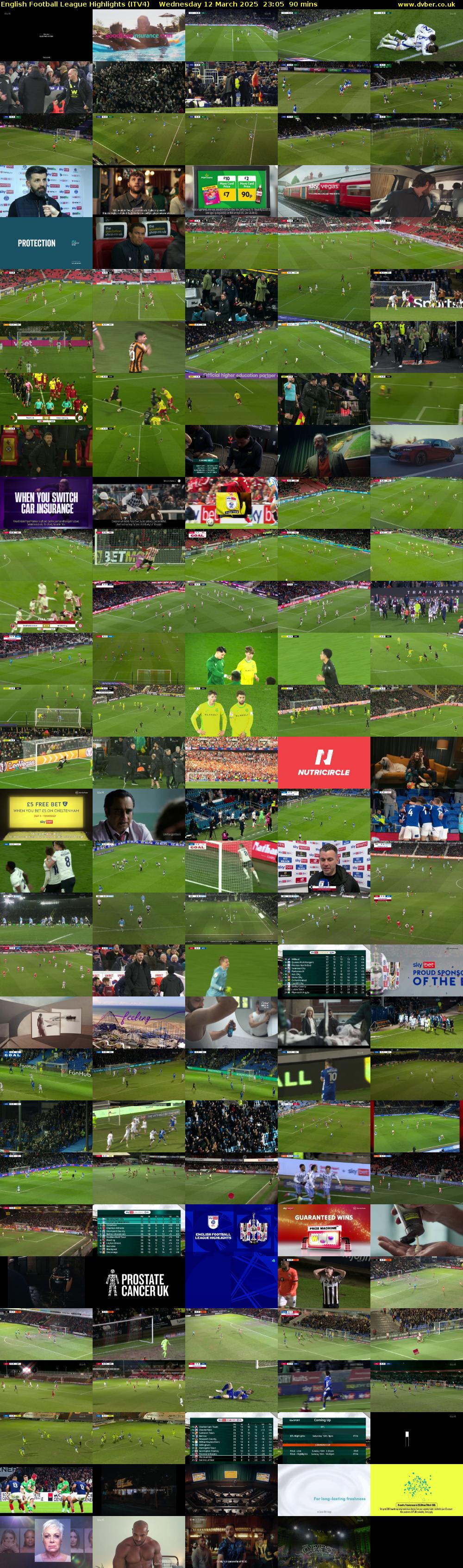 English Football League Highlights (ITV4) Wednesday 12 March 2025 23:05 - 00:35