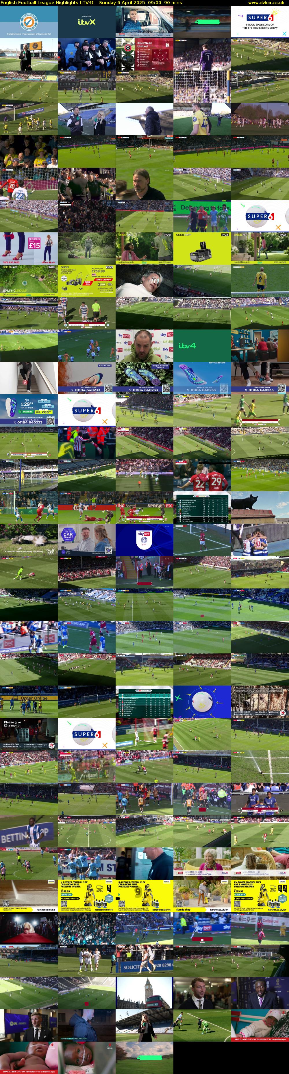 English Football League Highlights (ITV4) Sunday 6 April 2025 09:00 - 10:30