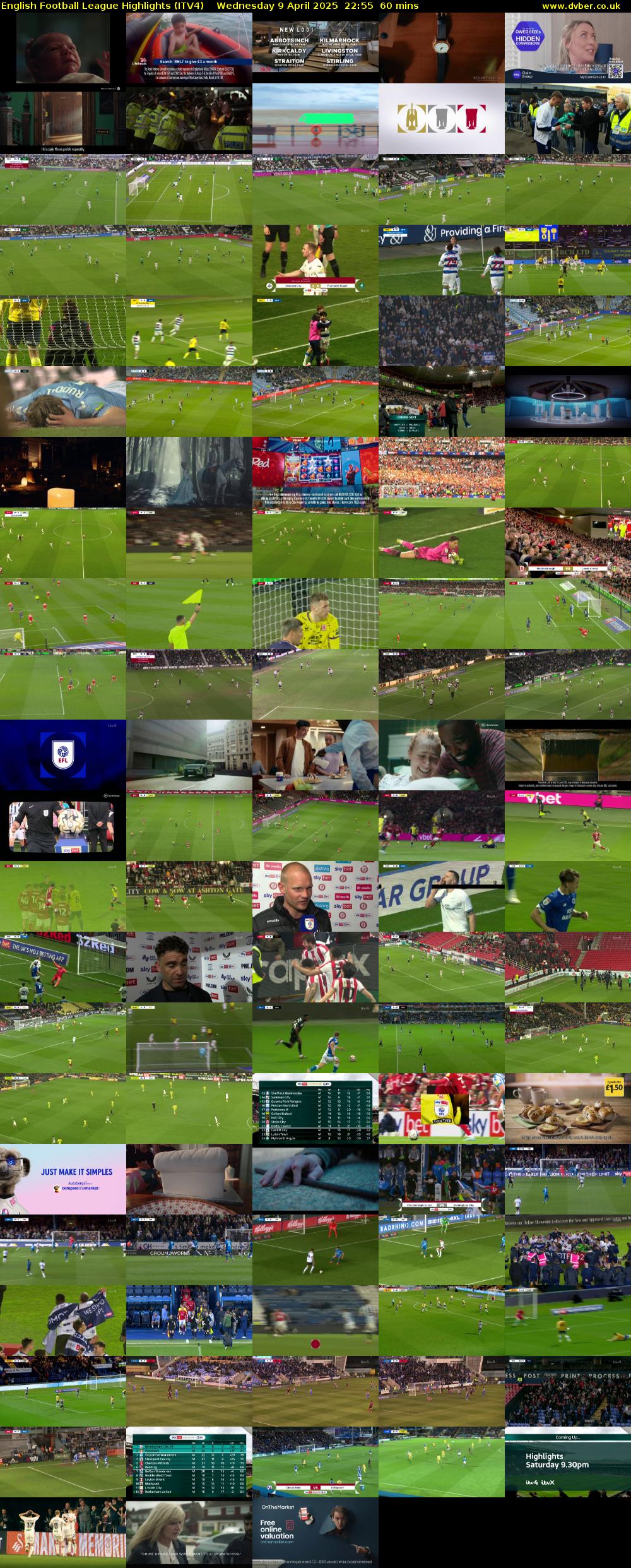 English Football League Highlights (ITV4) Wednesday 9 April 2025 22:55 - 23:55