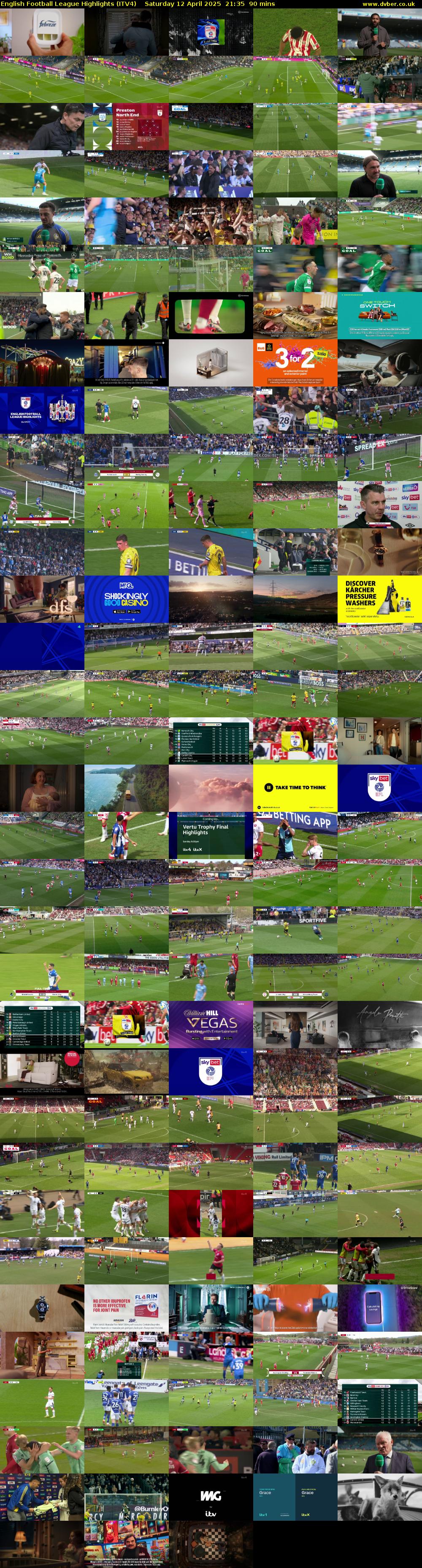 English Football League Highlights (ITV4) Saturday 12 April 2025 21:35 - 23:05