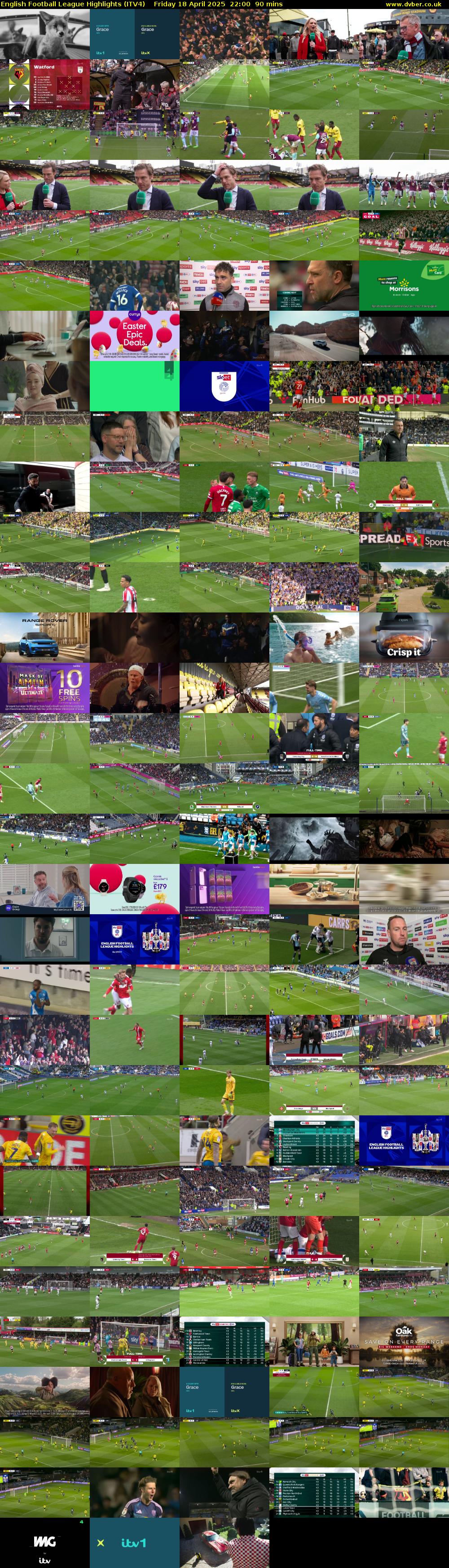 English Football League Highlights (ITV4) Friday 18 April 2025 22:00 - 23:30