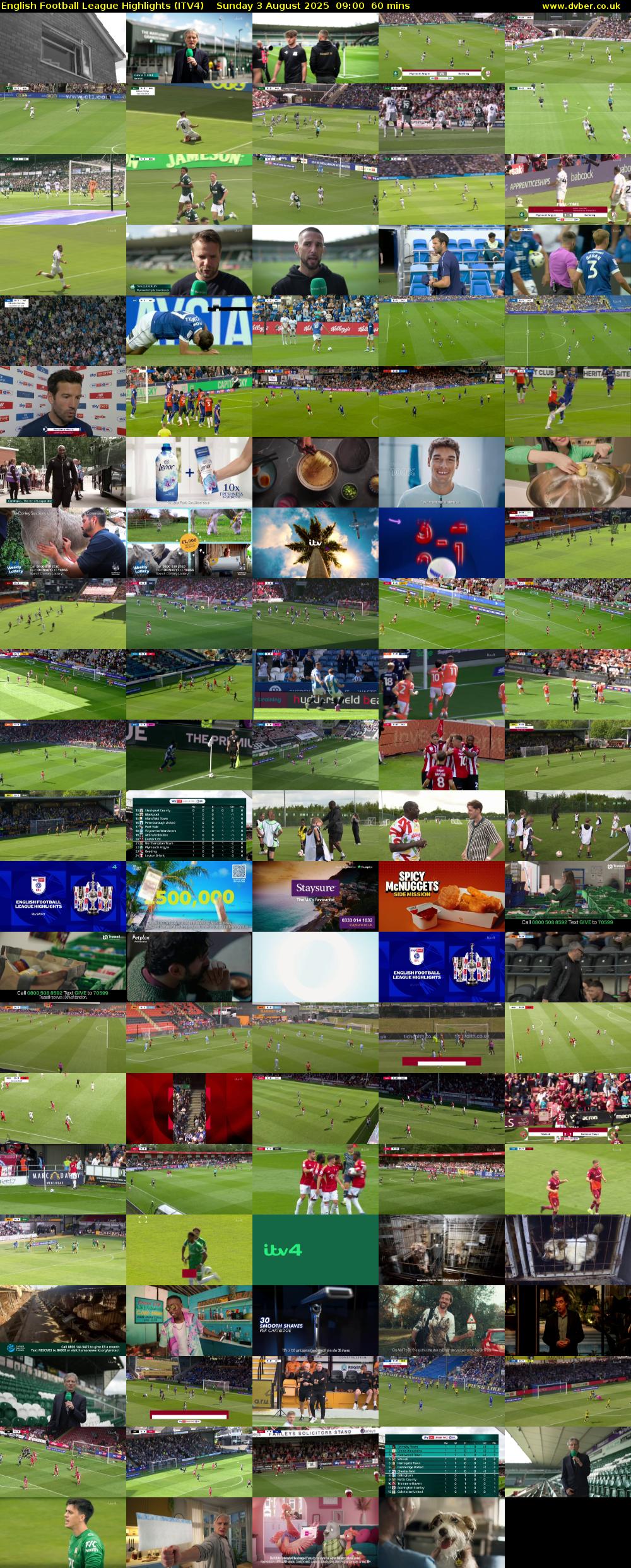 English Football League Highlights (ITV4) Sunday 3 August 2025 09:00 - 10:00
