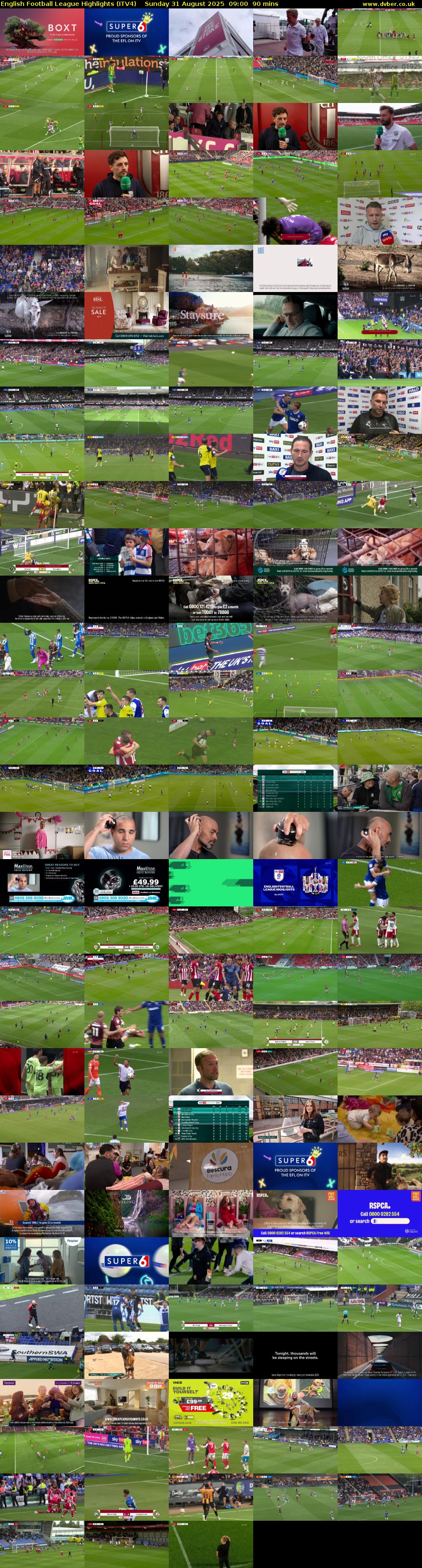 English Football League Highlights (ITV4) Sunday 31 August 2025 09:00 - 10:30