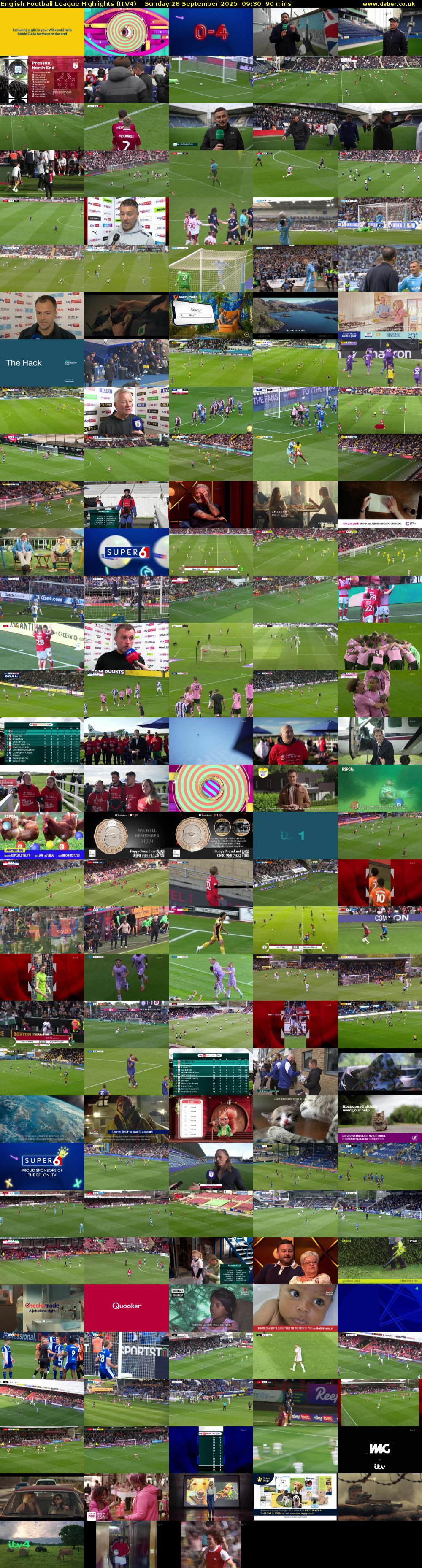 English Football League Highlights (ITV4) Sunday 28 September 2025 09:30 - 11:00