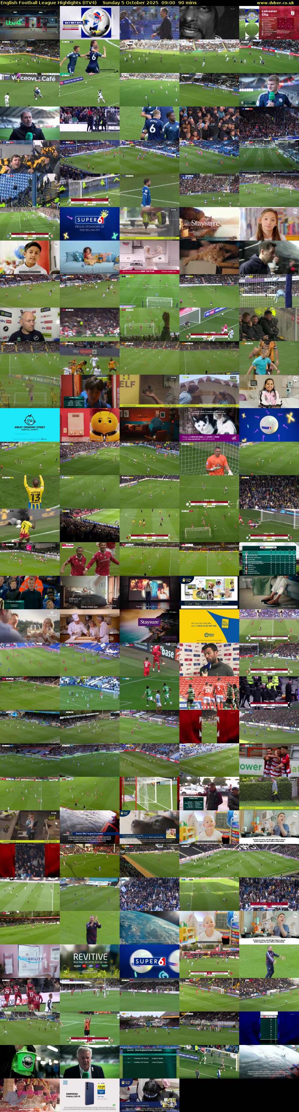 English Football League Highlights (ITV4) Sunday 5 October 2025 09:00 - 10:30