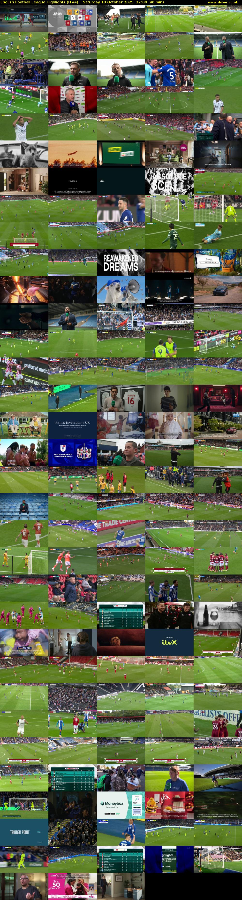 English Football League Highlights (ITV4) Saturday 18 October 2025 22:00 - 23:30