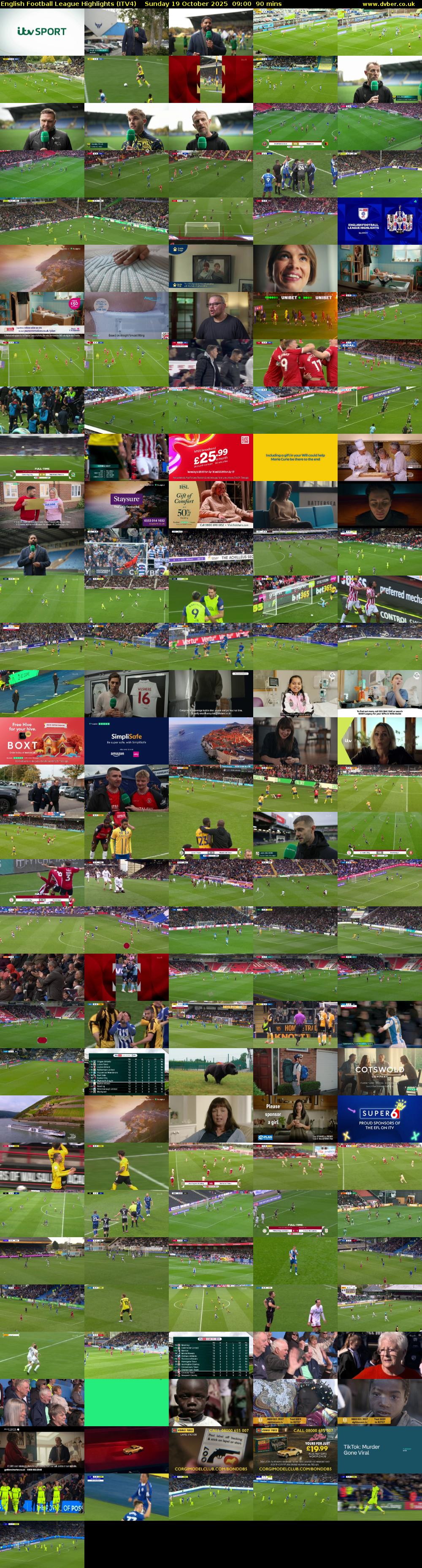 English Football League Highlights (ITV4) Sunday 19 October 2025 09:00 - 10:30