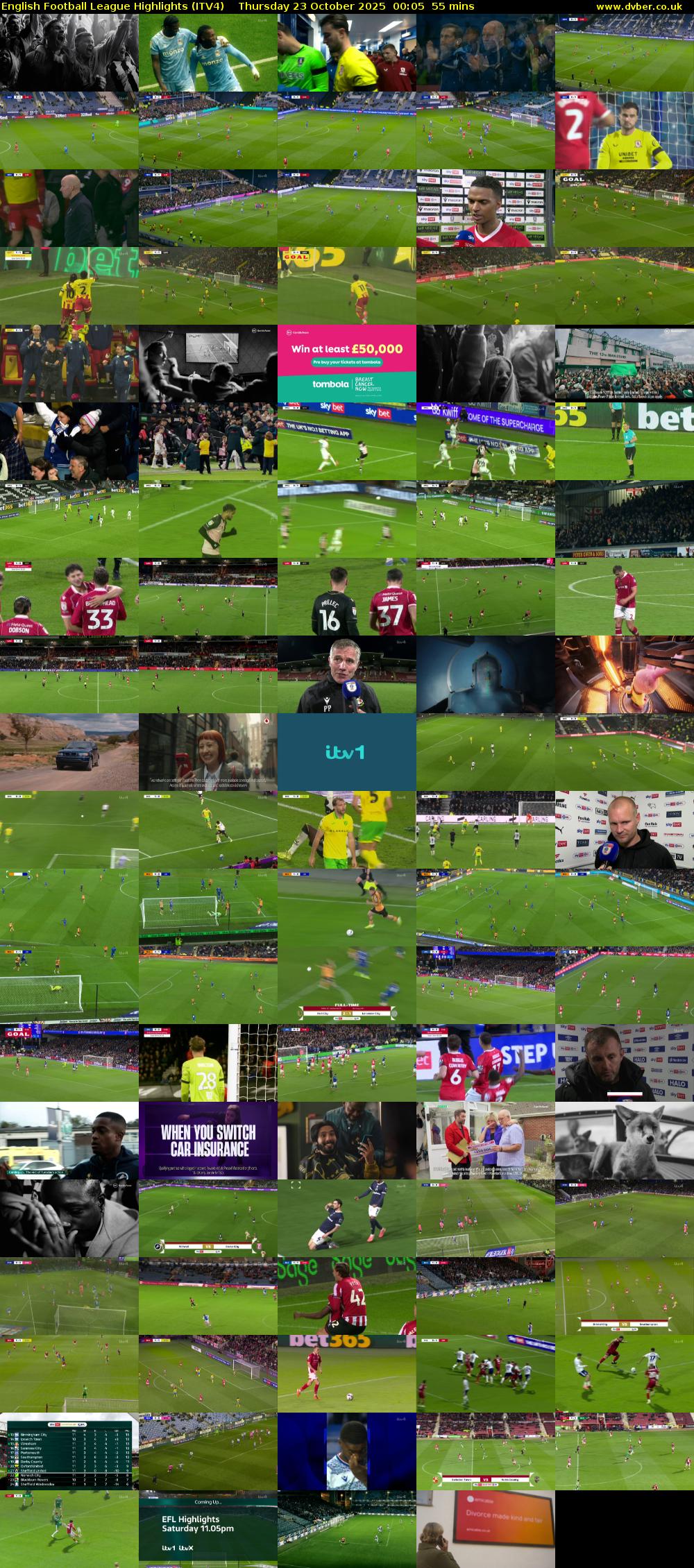 English Football League Highlights (ITV4) Thursday 23 October 2025 00:05 - 01:00